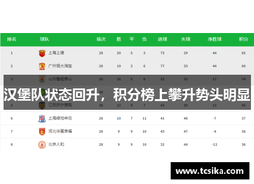 汉堡队状态回升，积分榜上攀升势头明显